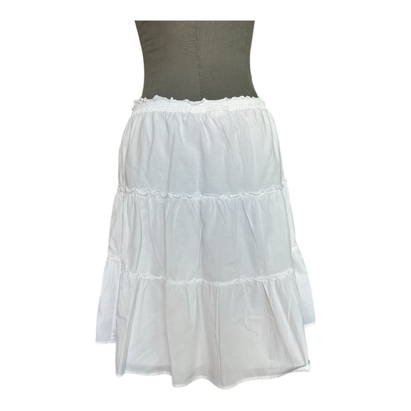 Merona Women’s White Cotton Tiered Midi Skirt Ruffled Knee-Length Size M - Picture 6 of 9